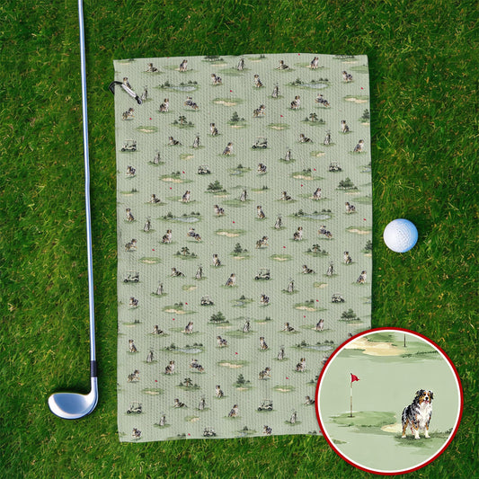 Australian Shepherd Golf Towel, Aussie Dog Pattern Golf Towels, Funny Golf Gift For Golfer