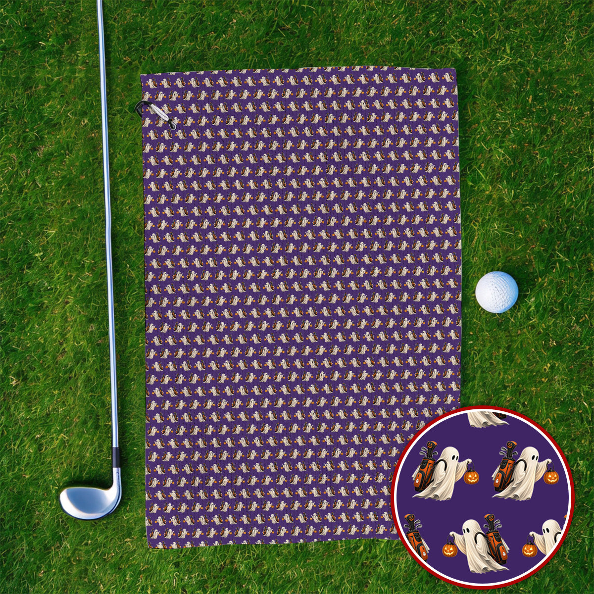 Halloween Golf Towels, Ghost Pattern Golf Towel, Spooky Golf Gift for Golf Lovers
