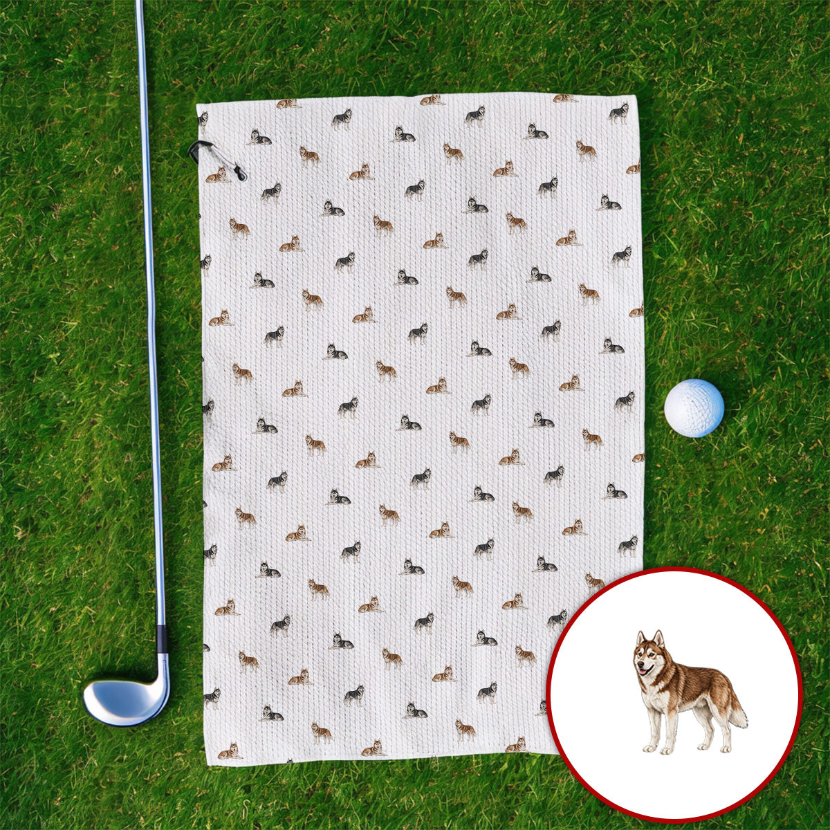 Funny Husky Sibir Golf Towel, Husky Pattern Golf Towels For Golfer, Golf Gift For Dog Lover
