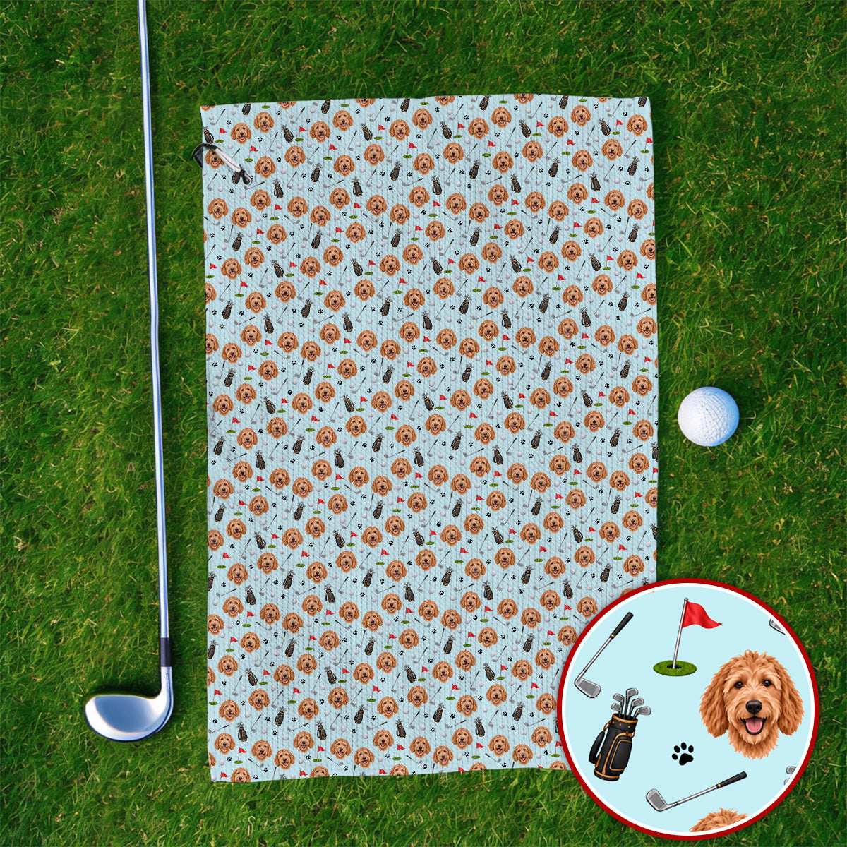 Goldendoodle Golf Towels, Crazy Doodle Dog Pattern Golf Towel, Golf Gift For Golfers