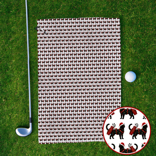 Black Cat Christmas Golf Towels, Crazy Cats Golf Towel For Xmas Holiday, Golf Gift For Cat Loving Golfer