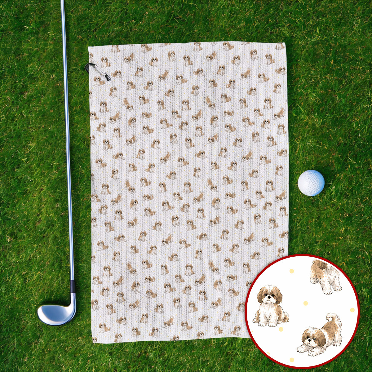 Funny Shih Tzu Golf Towels, Cute Shih Tzu Pattern Golf Towel, Golf Gift For Golfer