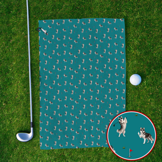 Husky Sibir Golf Towel, Husky Pattern Golf Towels For Golfer, Funny Golf Gift For Dog Lover