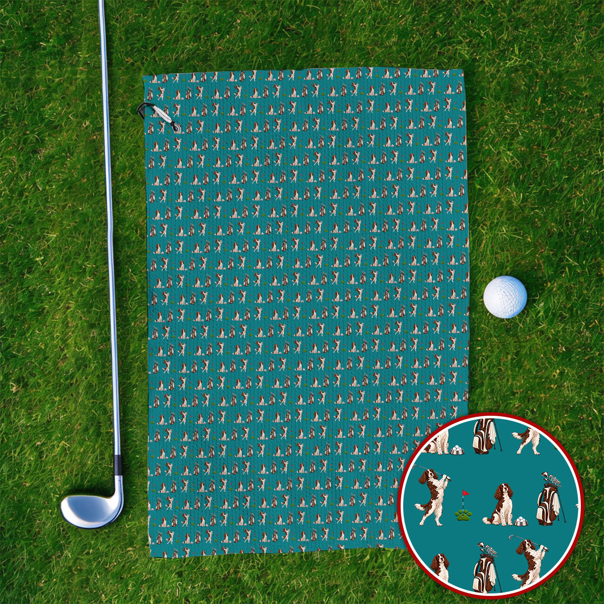 English Springer Spaniel Golf Towels, Funny Pattern Golf Towel For Dog Lovers, Golf Gift For Golfer