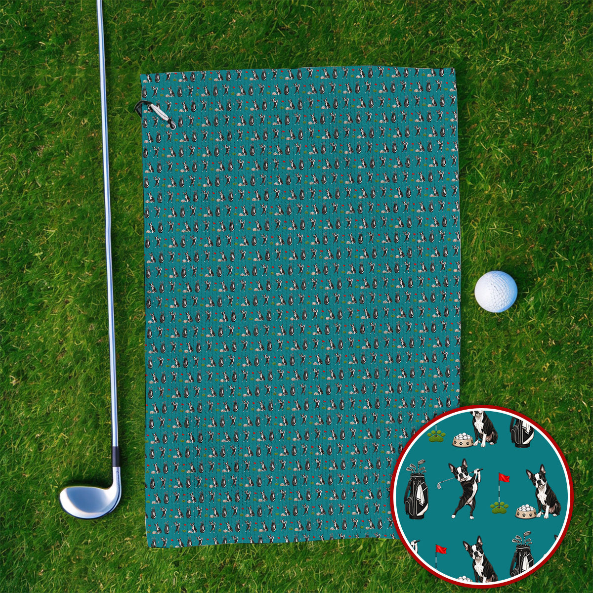 Funny Boston Terrier Pattern Golf Towels, Boston Terrier Golf Towel, Golf Gift For Golfer