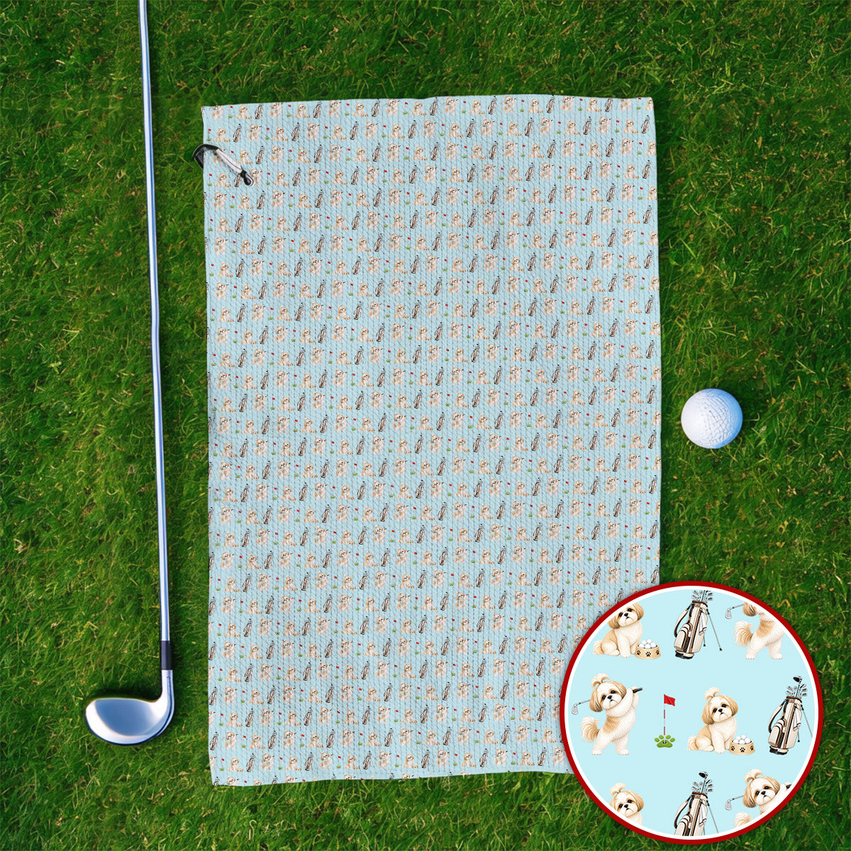 Crazy Shih Tzu Golf Towel, Cute Shih Tzu Pattern Golf Towels, Golf Gift For Golfer