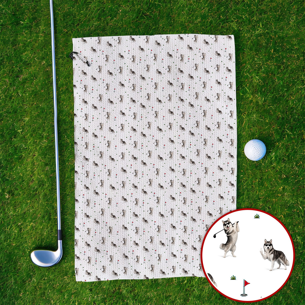 Husky Sibir Golf Towel, Husky Pattern Golf Towels For Golfer, Funny Golf Gift For Dog Lover