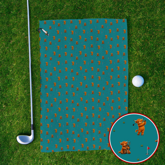 Highland Cow Swing Towels, Highland Cow Golfer Towel, Crazy Golf Gift For Golfer