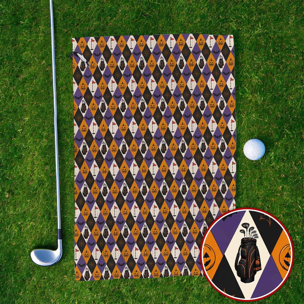 Halloween Pattern Golf Towels, Vintage Halloween Golf Towel For Golfer, Pumpkin Golf Gift for Golf Lovers