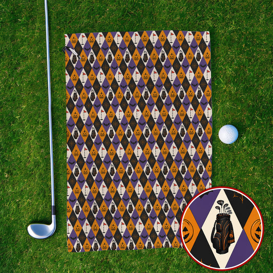 Halloween Pattern Golf Towels, Vintage Halloween Golf Towel For Golfer, Pumpkin Golf Gift for Golf Lovers