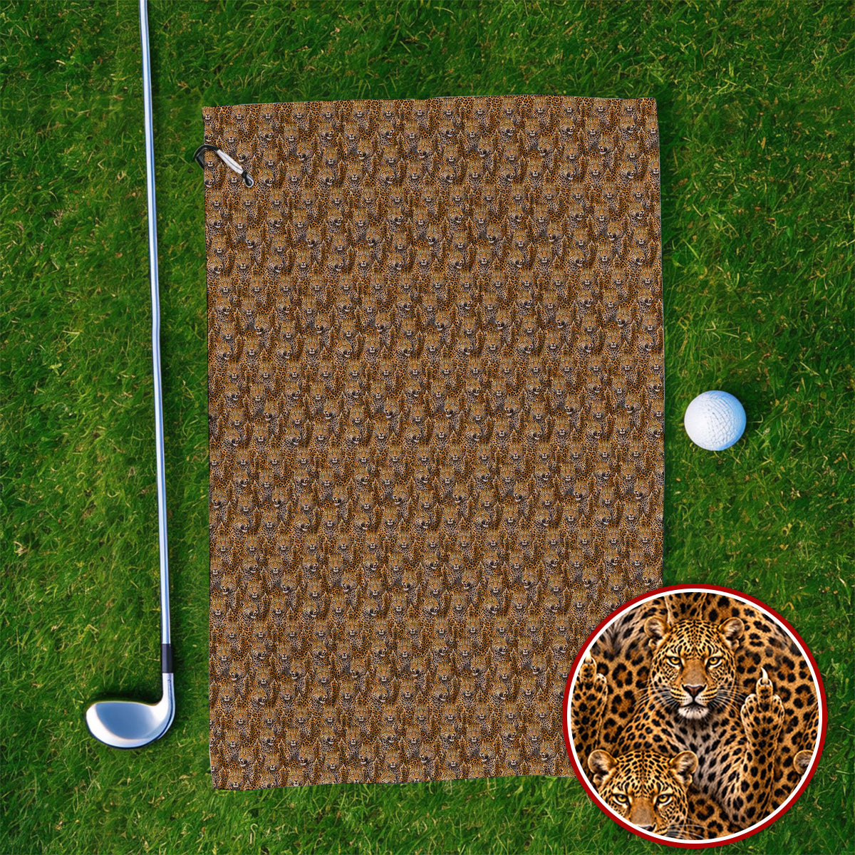 Funny Leopard Golf Towels, Bold Leopard Pattern Golf Towel, Wild Safari Gift For Golf Lovers