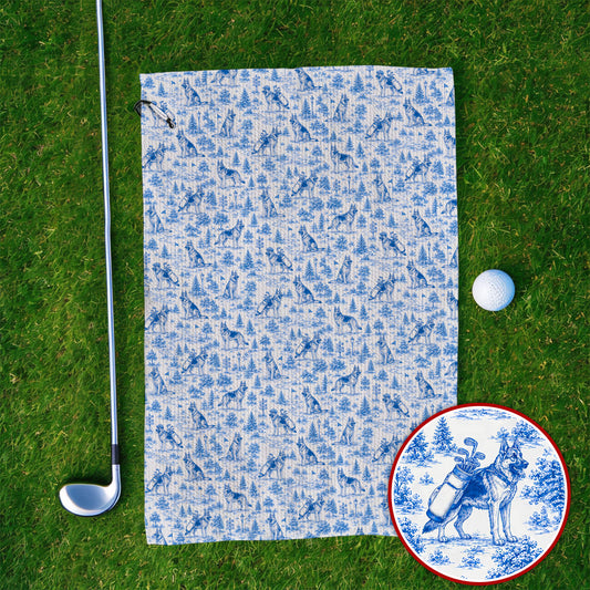Toile De Jouy German Shepherd Golf Towels, German Shepherd Pattern Golf Towel, Dog Dad Golf Gift