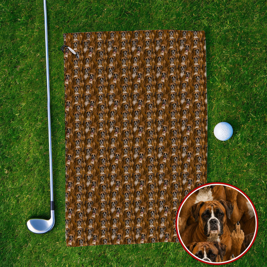 Crazy Boxer Middle Finger Golf Towels, Boxer Pattern Golf Towel for Golfer, Golf Gift for Dog Lovers