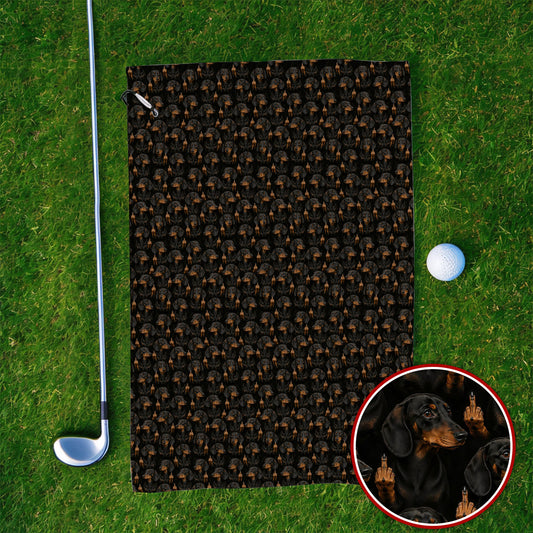 Funny Dachshund Golf Towels, Wiener Dog Pattern Golf Towel, Crazy Dog Dad Golf Apparel