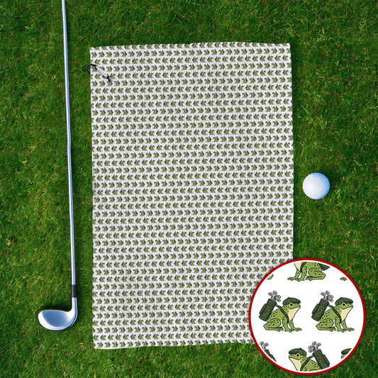 Funny Frog Golf Towels, Cute Frog Pattern Golf Towel, Unique Golf Gift For Golfer