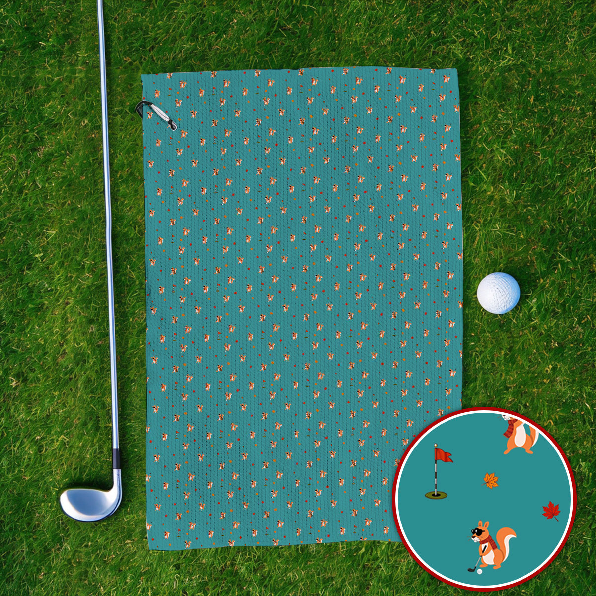 Fall Pattern Golf Towels, Autumn Squirrel Golf Towel, Crazy Golf Gift For Golfer