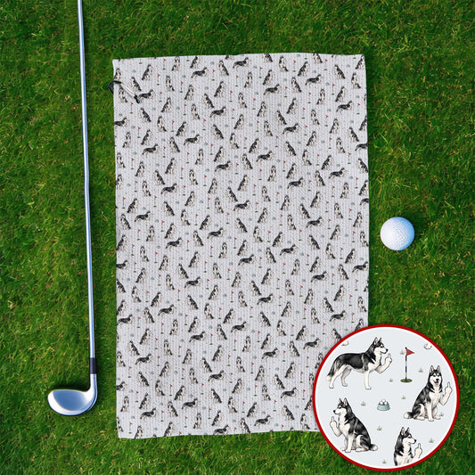 Crazy Husky Golf Towle, Husky Sibir Pattern Golf Towles For Dog Lover, Golf Gift For Golfer