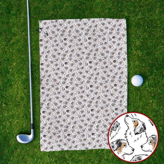 Australian Shepherd Golf Towels, Aussie Dog Pattern Golf Towels, Golf Gift For Golfer