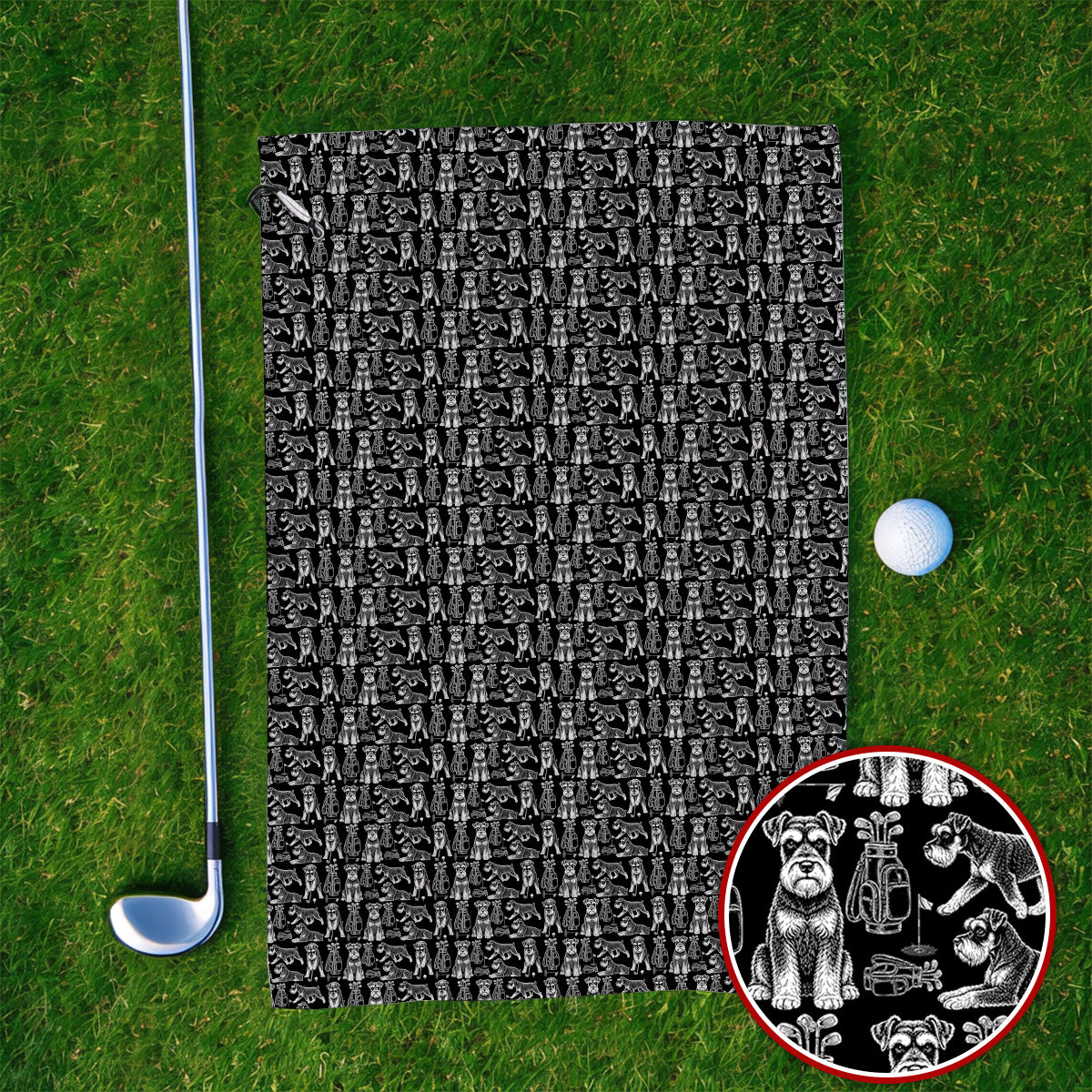 Miniature Schnauzer Golf Towels, Retro Schnauzer Golf Towel, Crazy Golf Gift For Golfer