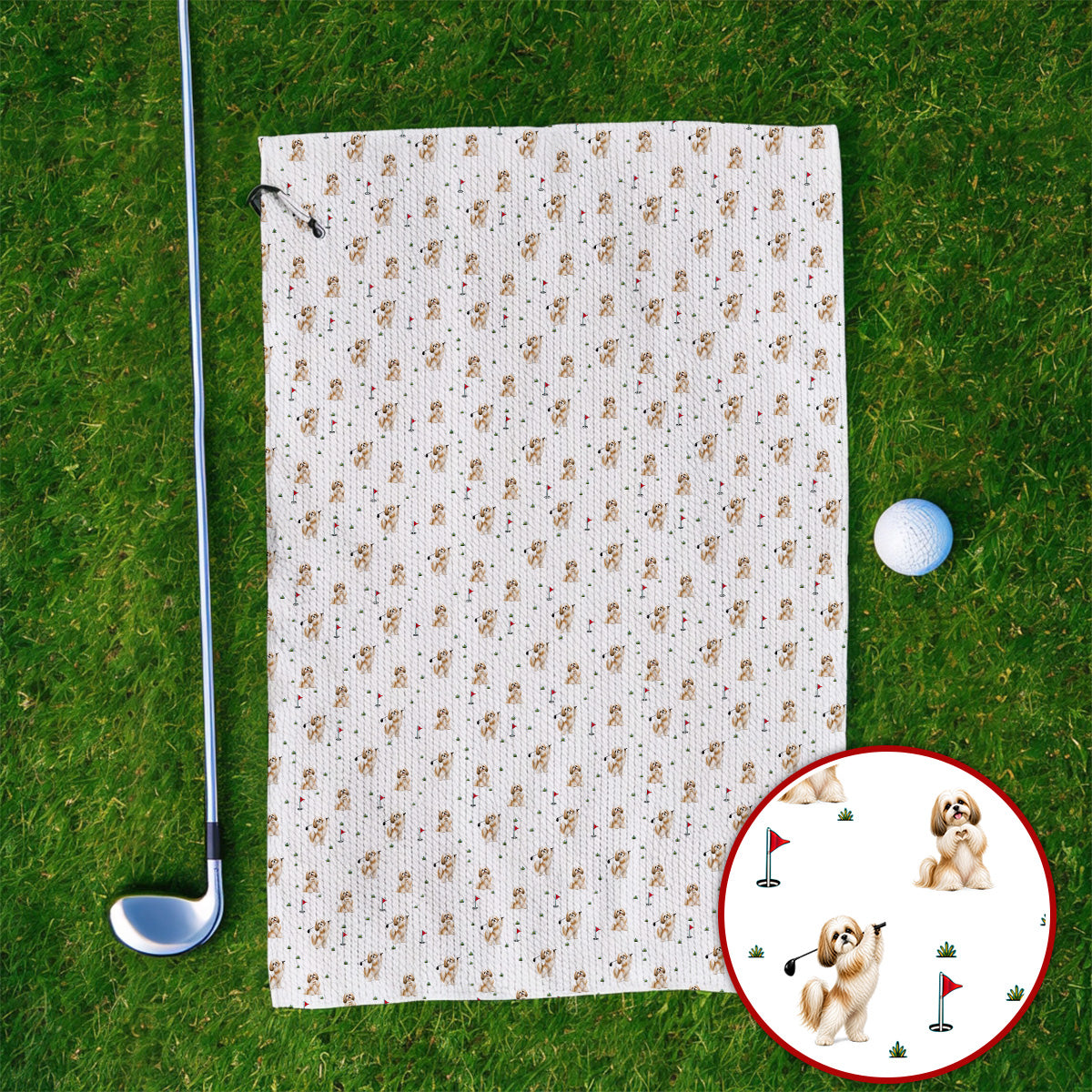 Funny Shih Tzu Golf Towel, Cute Shih Tzu Pattern Golf Towels, Golf Gift For Dog Lovers