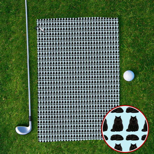 Black Persian Cat Golf Towel, Cute Black Persian Pattern Golf Towels, Golf Gift for Cat Lovers