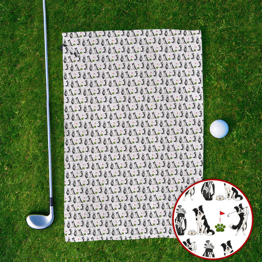 Border Collie Golf Towel, Border Collie Pattern Golf Towels for Dog Lovers, Funny Golf Gift for Golfer