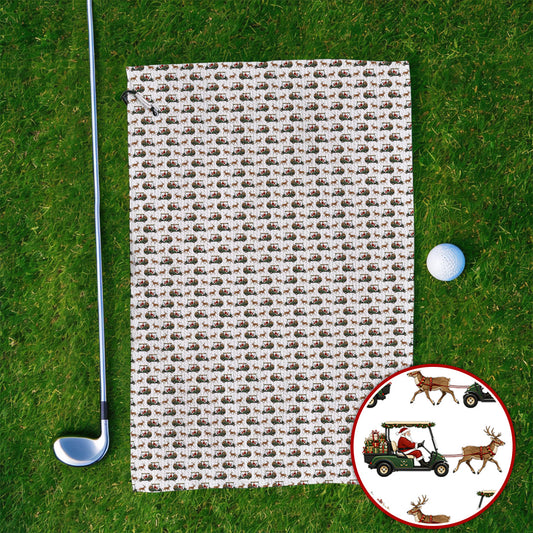 Santa Reindeer Golf Cart Towels, Xmas Pattern Golf Towel, Crazy Christmas Golf Gift