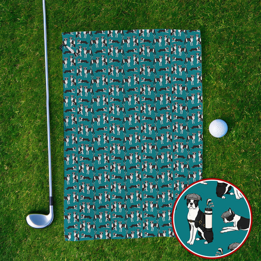 Boston Terrier Pattern Golf Towels, Boston Terrier Golf Towel, Funny Golf Gift For Golfer