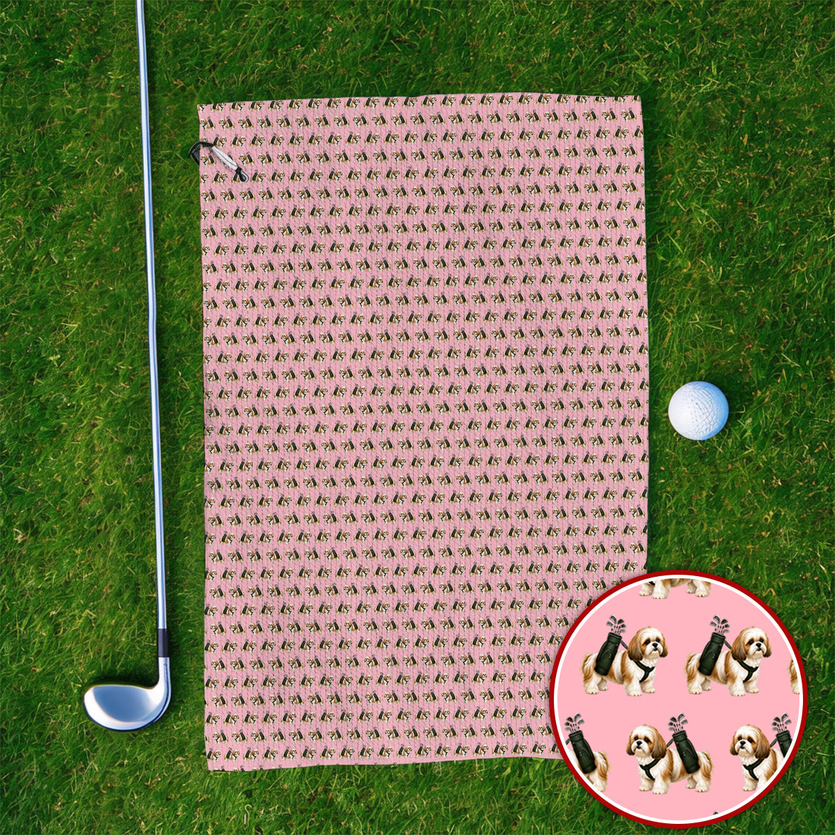 Shih Tzu Golf Towels, Cute Shih Tzu Pattern Golf Towel, Golf Gift For Golfer