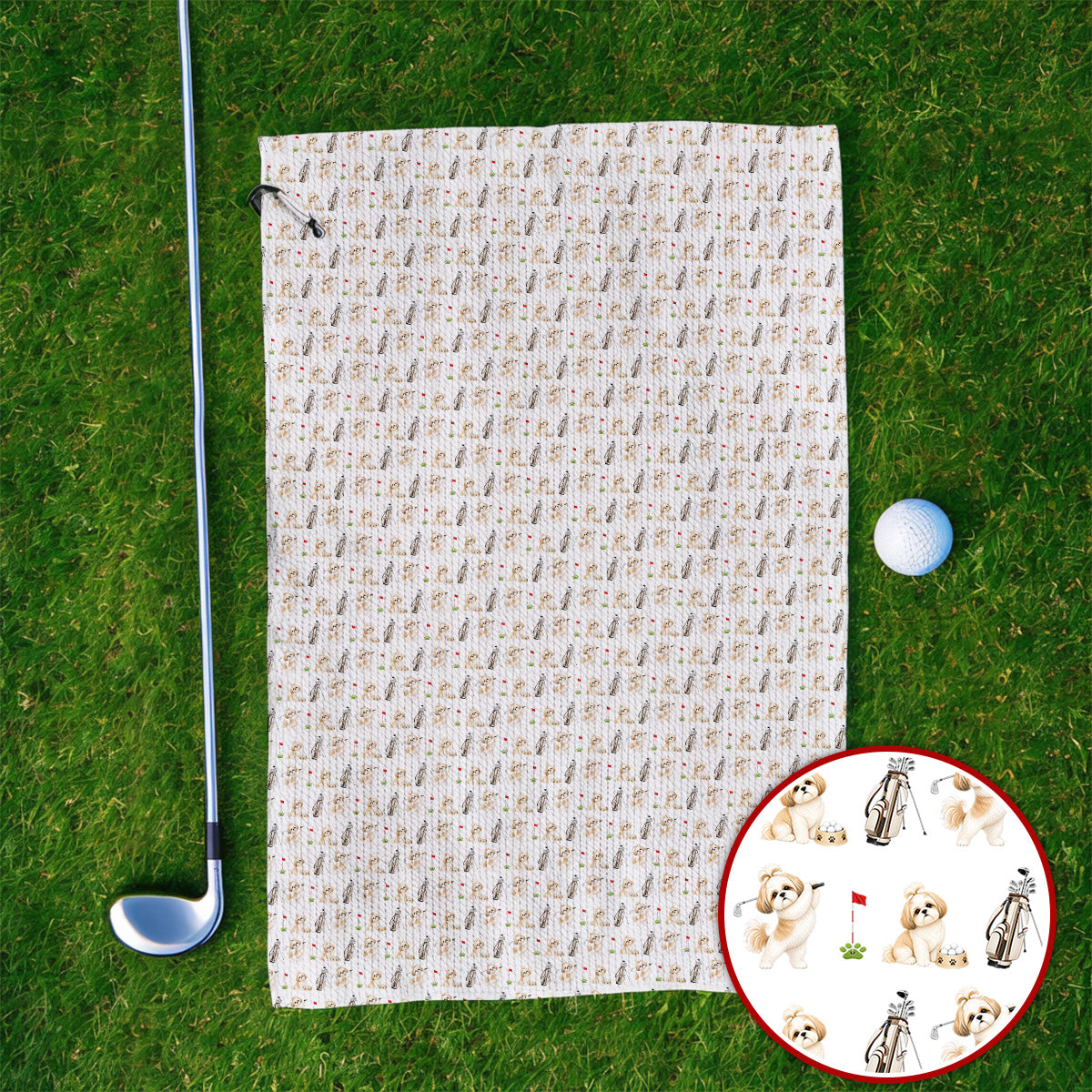 Crazy Shih Tzu Golf Towel, Cute Shih Tzu Pattern Golf Towels, Golf Gift For Golfer