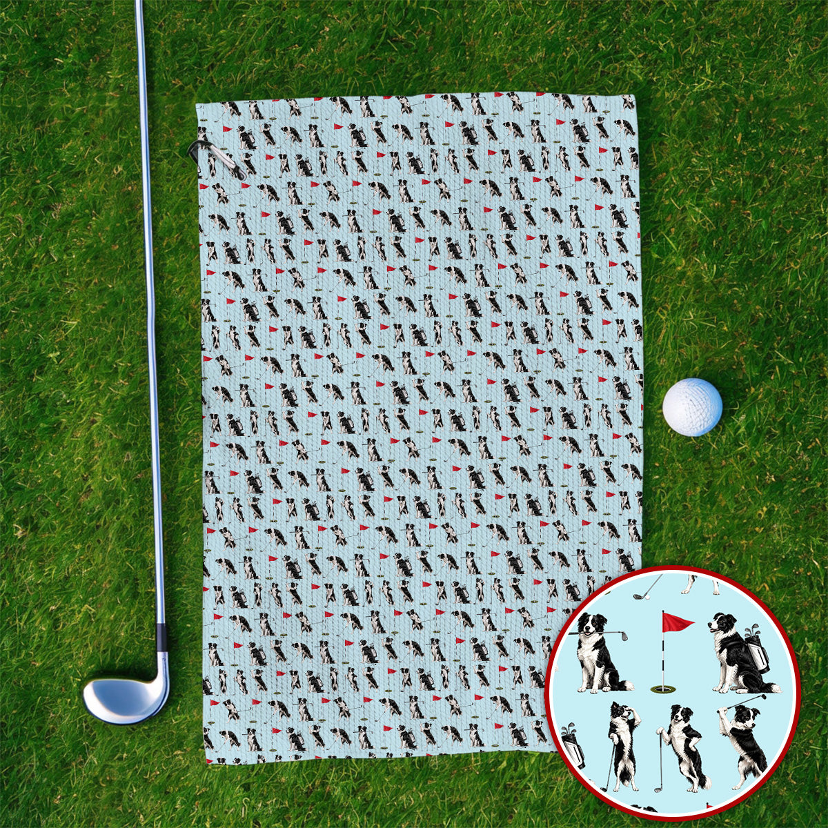 Border Collie Golf Towel, Border Collie Pattern Golf Towels for Golfer, Funny Golf GIft For Golfer
