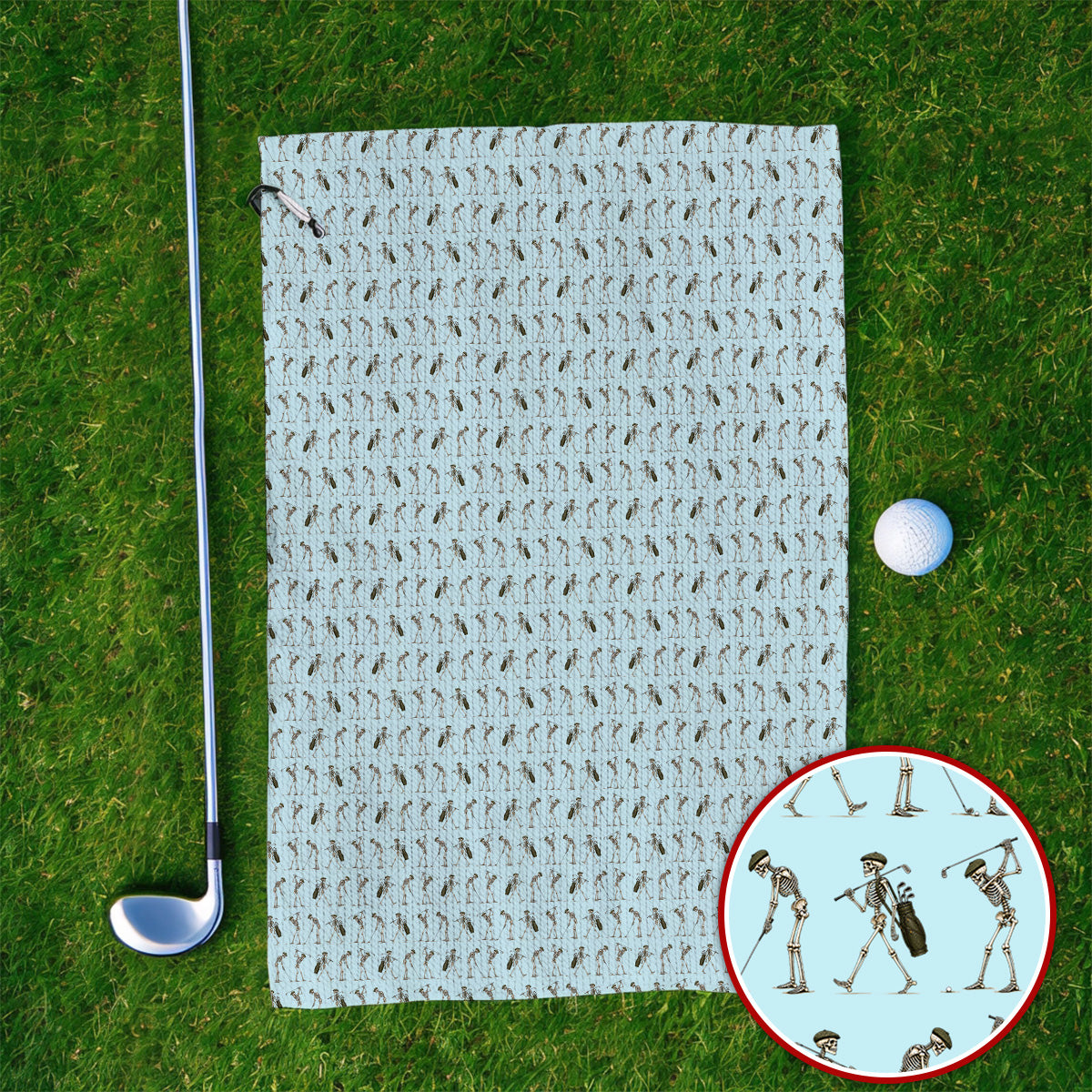 Skeleton Golf Towel, Vintage Skeleton Golf Pattern Towels, Crazy Golf Gift For Golfer