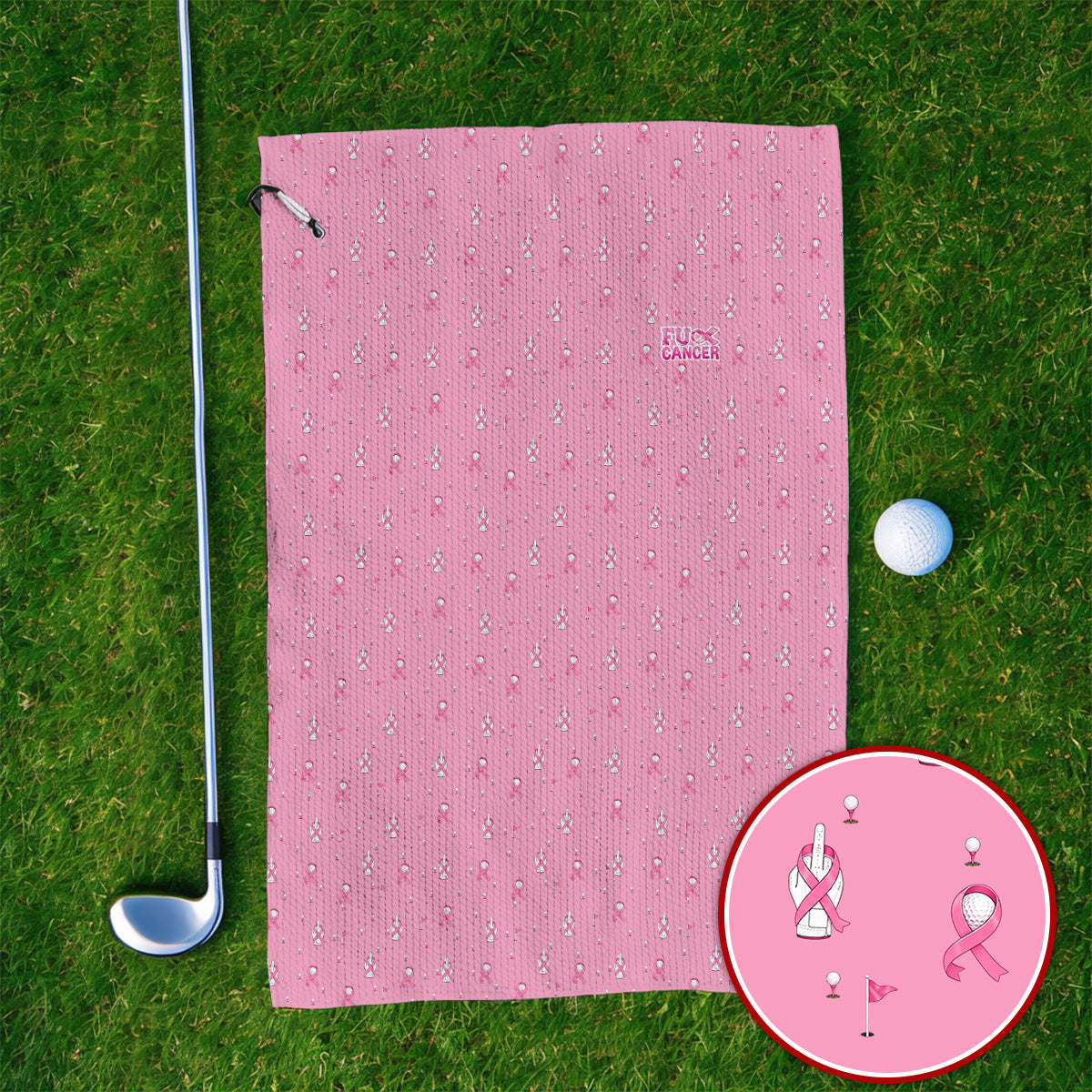 Pink Ribbon Golf Towels, Breast Cancer Awareness Pattern Golf Towel, Supportive Golfer Gift for Golfer