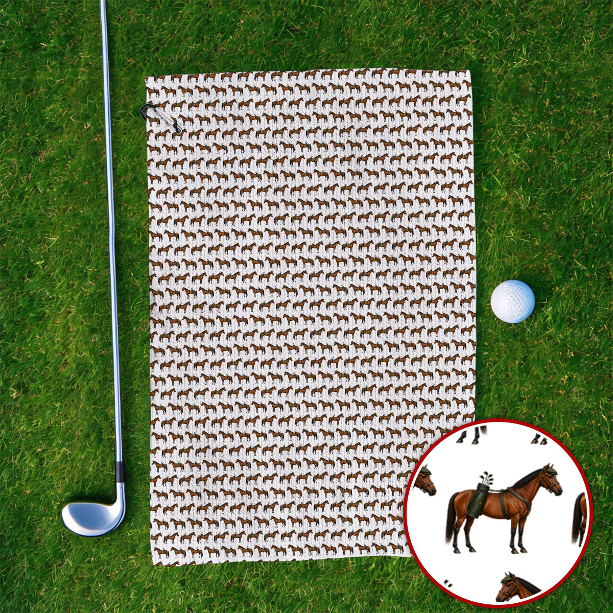 American Quarter Horse Golf Towels, Crazy Horse Pattern Golf Towel, Western Horse Gift for Golfers