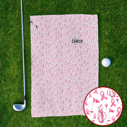 Breast Cancer Awareness Golf Towels, Pink Ribbon Golf Bag Pattern Towel, October Golf Gift for Golfer