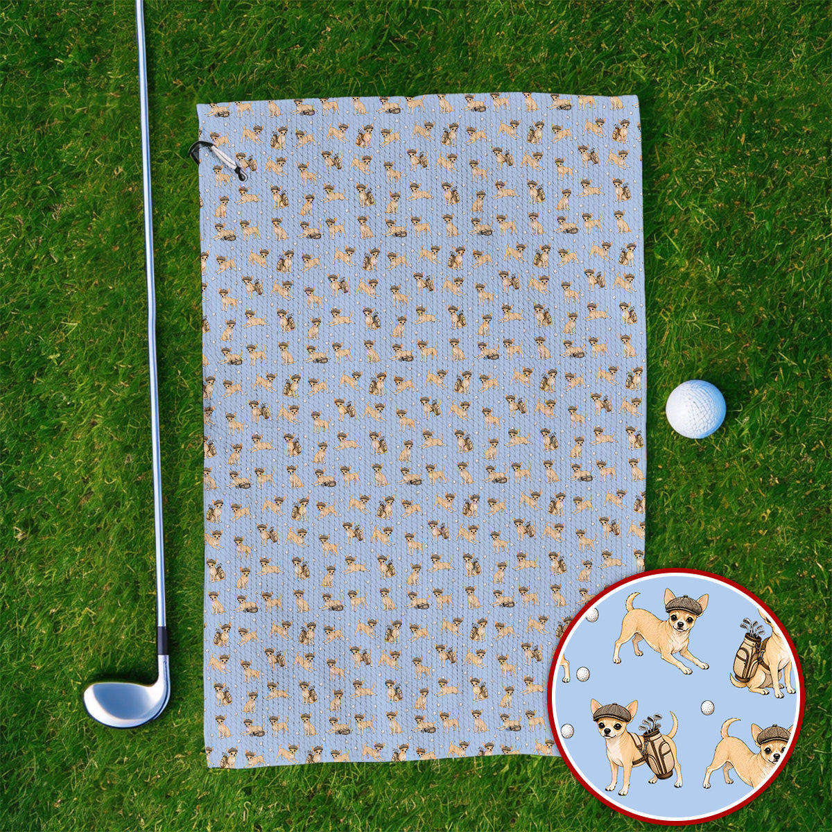Funny Chihuahua Golf Towel, Cute Chihuahua Pattern Golf Towels for Dog Lovers, Golf Gift For Golfer