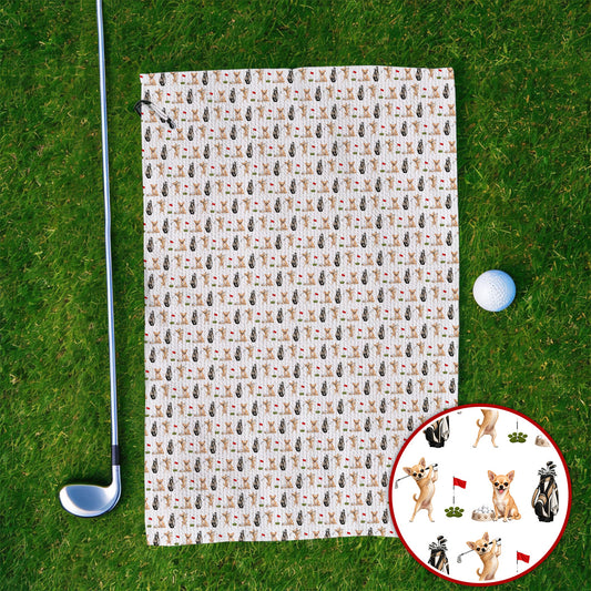 Chihuahua Golf Towel, Cute Chihuahua Golf Pattern Towels for Dog Lovers, Funny Golf Gift For Golfer