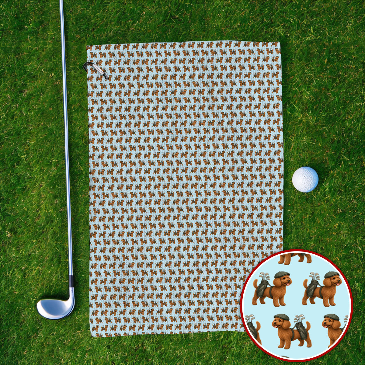 Funny Dog Pattern Golf Towel, Poodle Golf Towels, Golf Gift For Golfer
