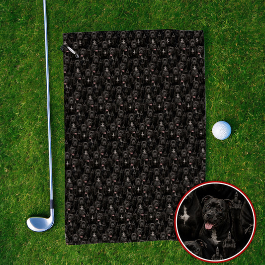 Pit Bull Middle Finger Golf Towels, Funny Pit Bull Pattern Golf Towel for Dog Lovers, Golf Gift For Golfer