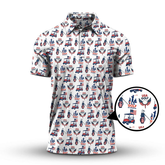 USA Golf Shirts, American Golf Shirt For Men, Pattern Golf Gift For Golfers