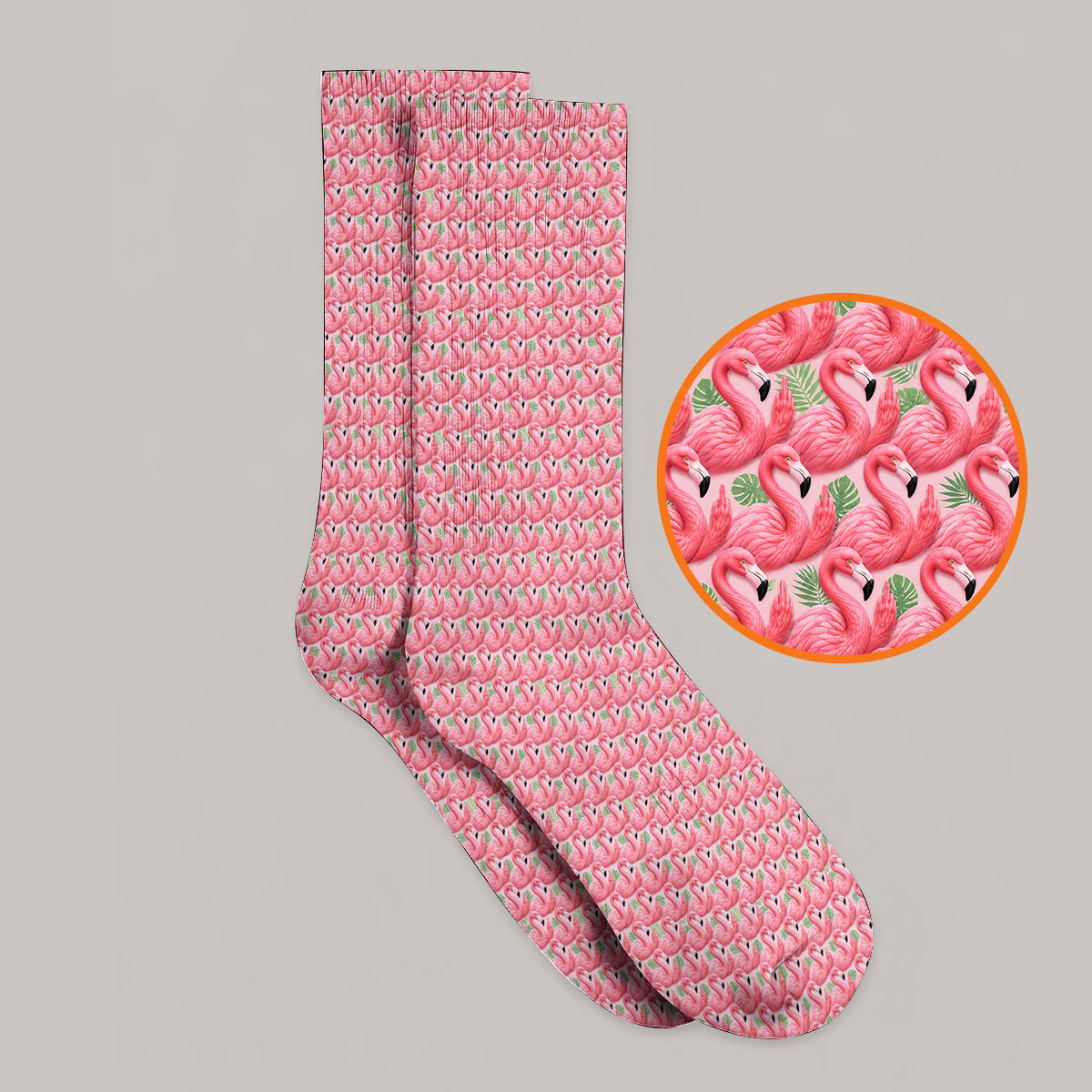 Crazy Flamingo Golf Socks, Pink Tropical Pattern Golf Crew Sock, Funny Golf Gift For Golfer