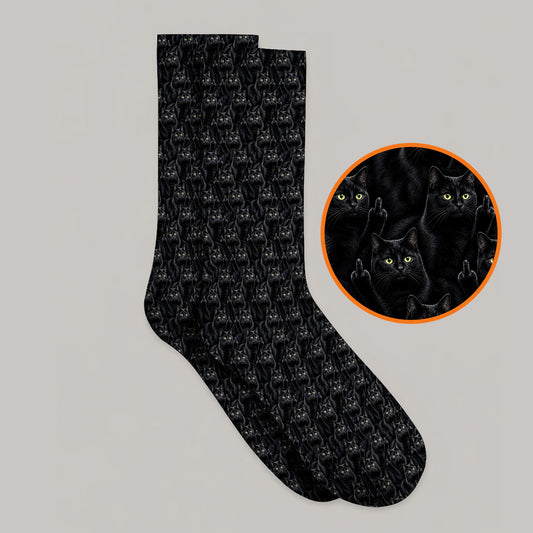 Black Cat Pattern Golf Socks, Funny Cat Lover Golf Premium Sock, Golf Gift For Golfer