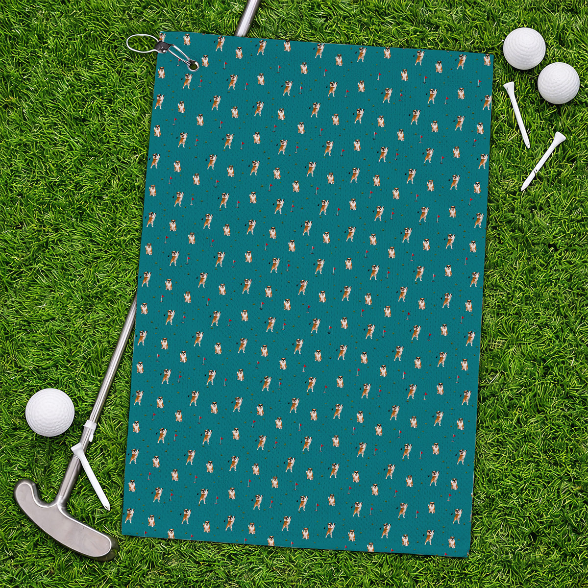 Crazy Bulldog Pattern Golf Towels For Golfer, English Bulldog Golf Towel, Dog Golf Gift
