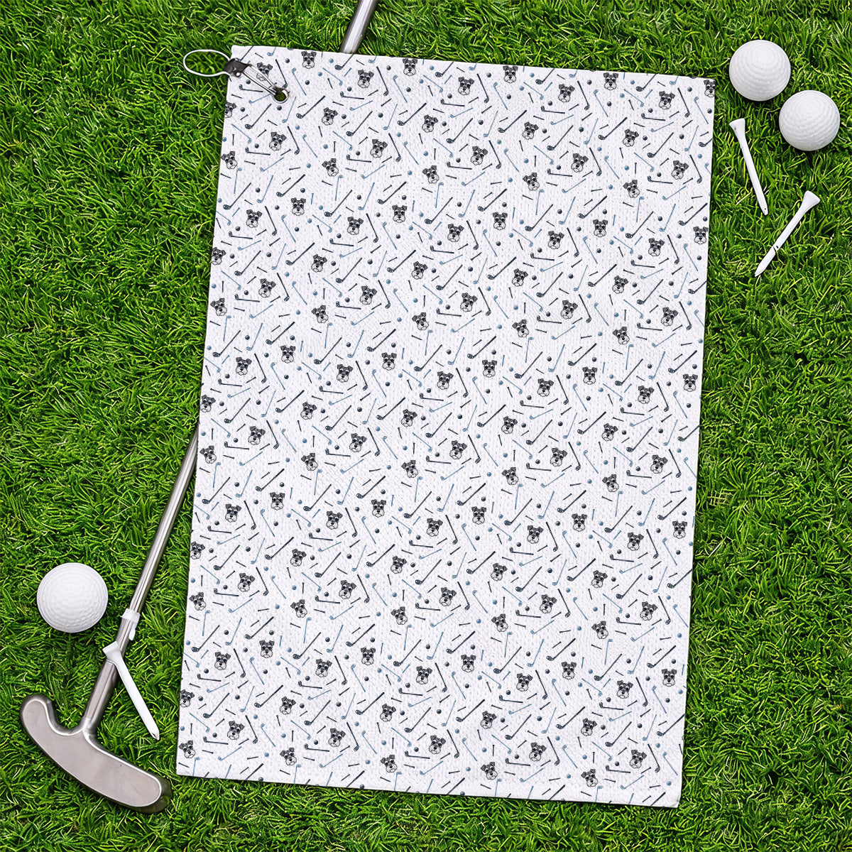 Crazy Miniature Schnauzer Pattern Golf Towel, Mini Schnauzer Golf Towels, Dog Lover Golf Gift