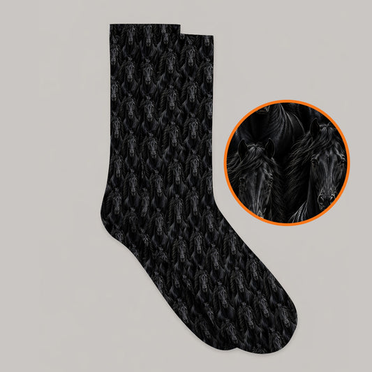 Black Horse Golf Pattern Sock, American Quarter Horse Golf Socks, Western Horse Gift for Golfers