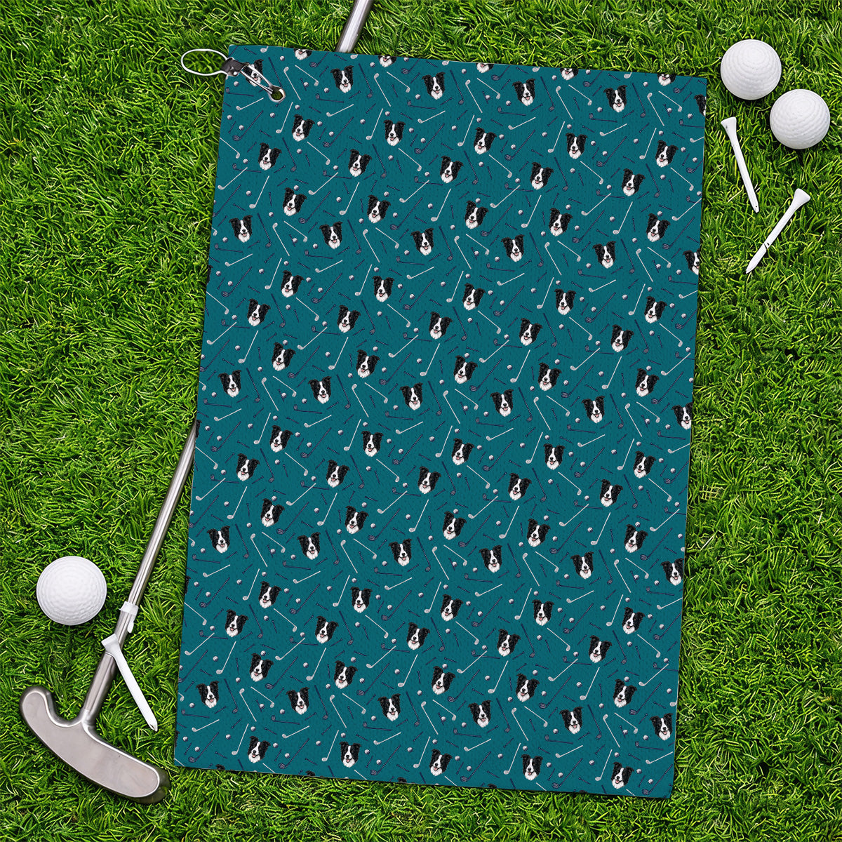 Funny Border Collie Golf Towels, Border Collie Pattern Golf Towel for Dog Lovers, Golf Gift for Golfer