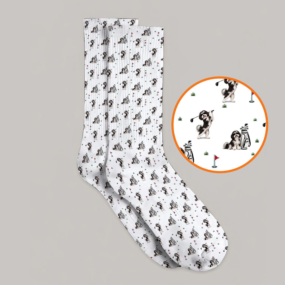 Havanese Pattern Golf Socks, Havanese Golf Sock, Funny Golf Gift for Golfer