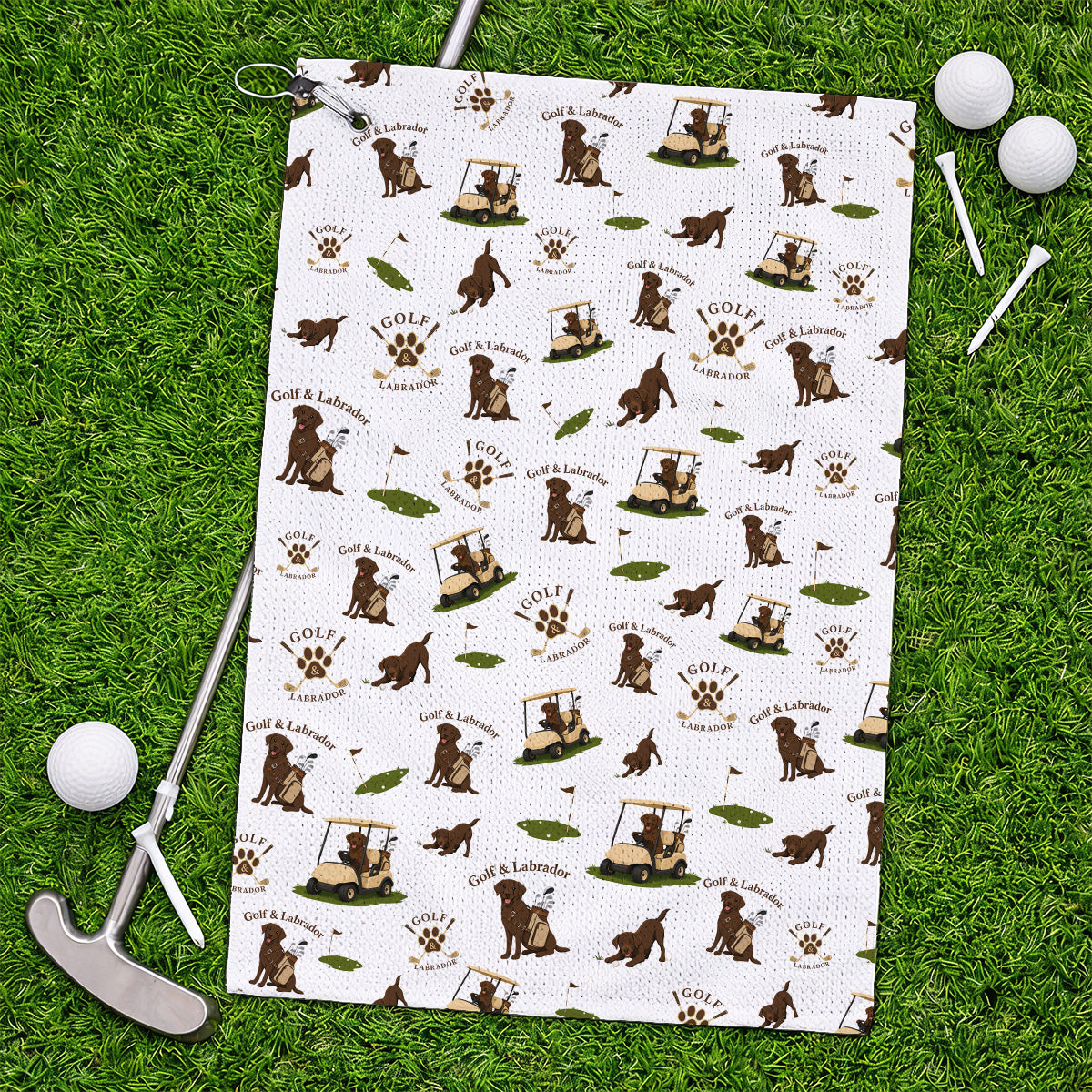 Labrador Pattern Golf Towel, Funny Dog  Golf Towels, Crazy Golf Gift For Golfer