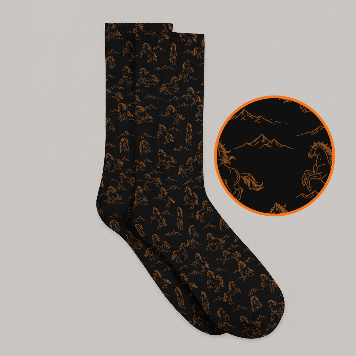 Crazy Horse Golf Pattern Socks, American Quarter Horse Golf Sock, Western Horse Gift for Golfers