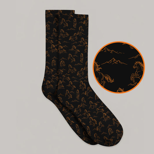 Crazy Horse Golf Pattern Socks, American Quarter Horse Golf Sock, Western Horse Gift for Golfers